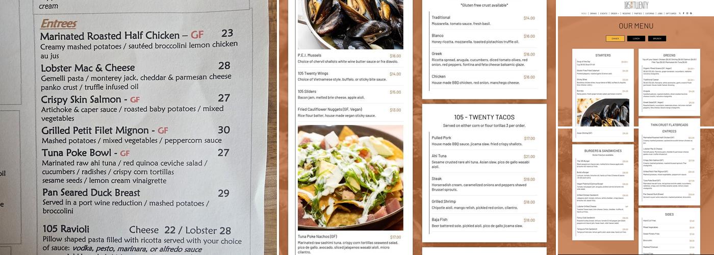 105 Twenty Bar & Grill Menu