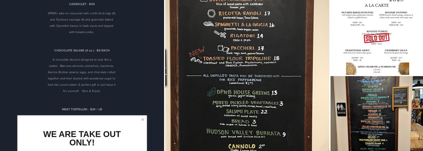 DPNB Pasta & Provisions Menu