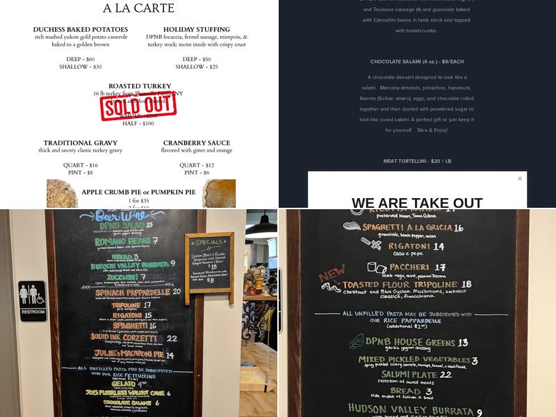 DPNB Pasta & Provisions Menu