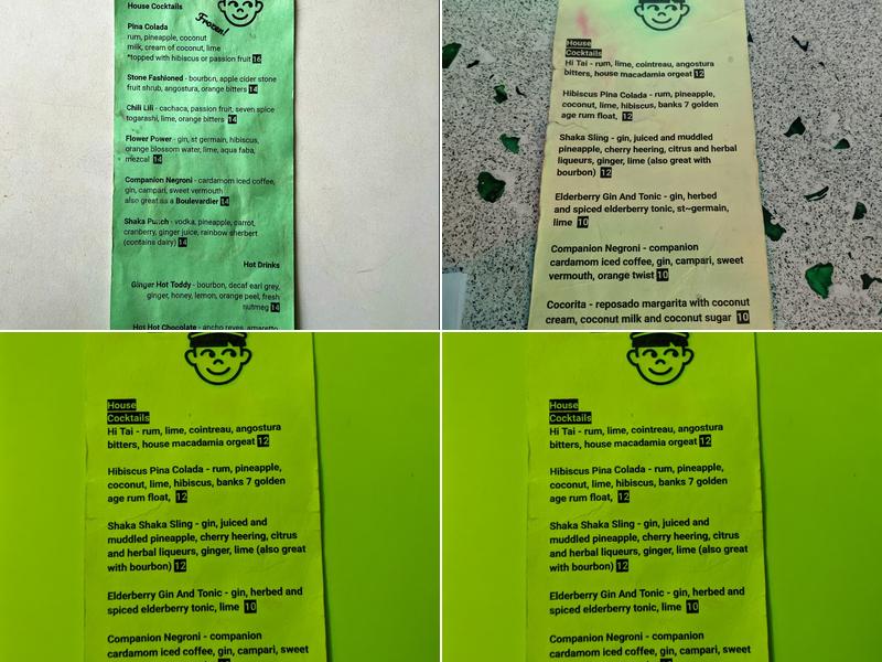 Shaka Shaka Tiki Menu