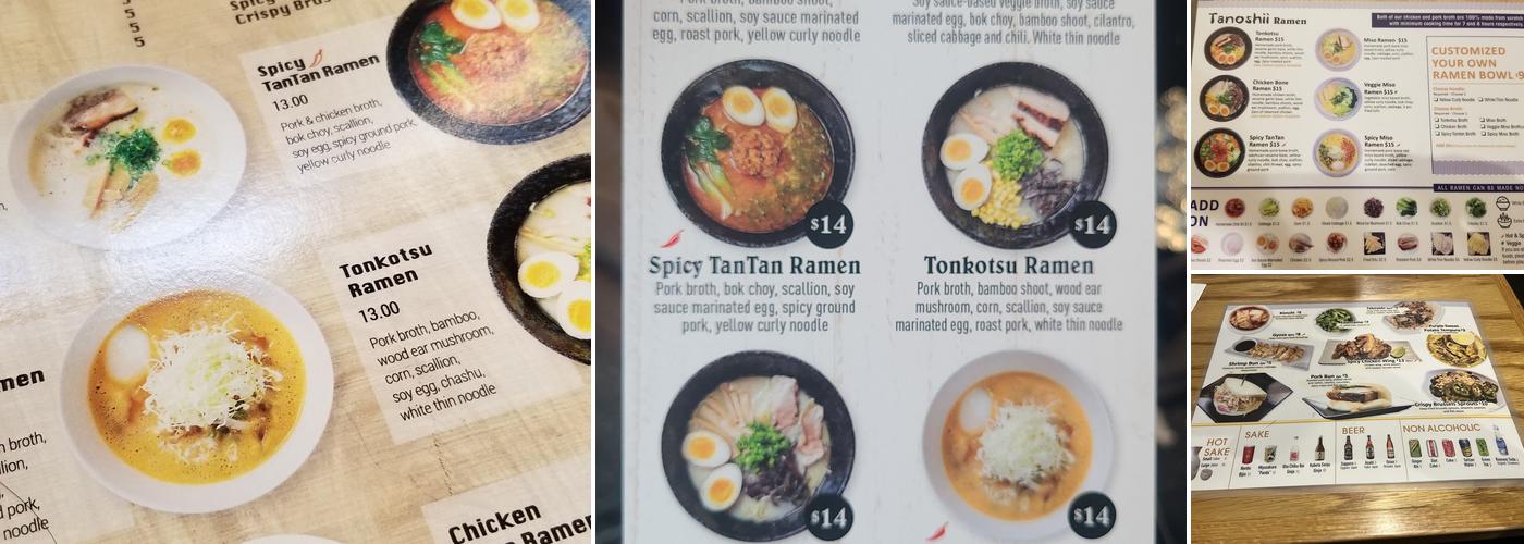 Tanoshii Ramen Menu