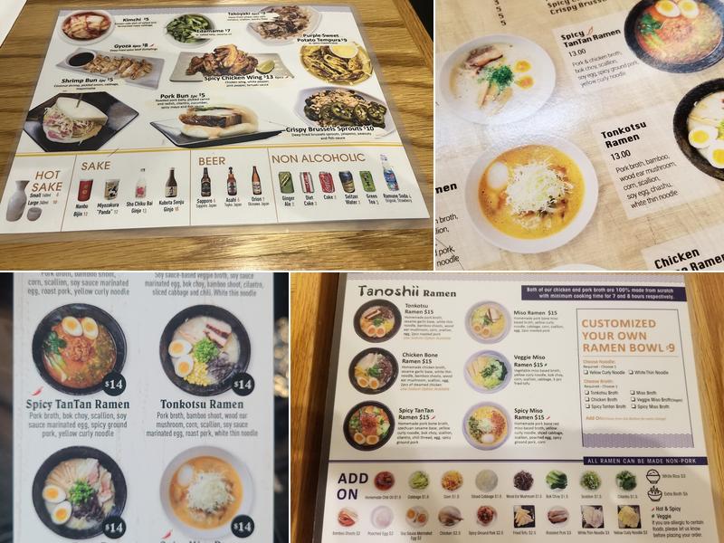 Tanoshii Ramen Menu