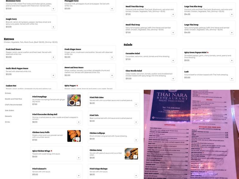 Thai Nara Menu