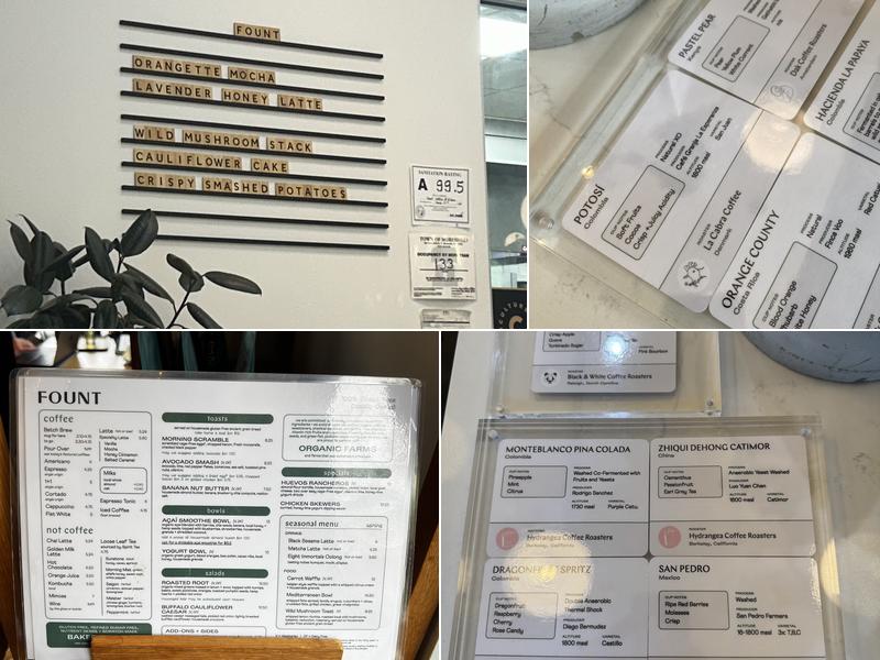 Fount Coffee + Kitchen Menu