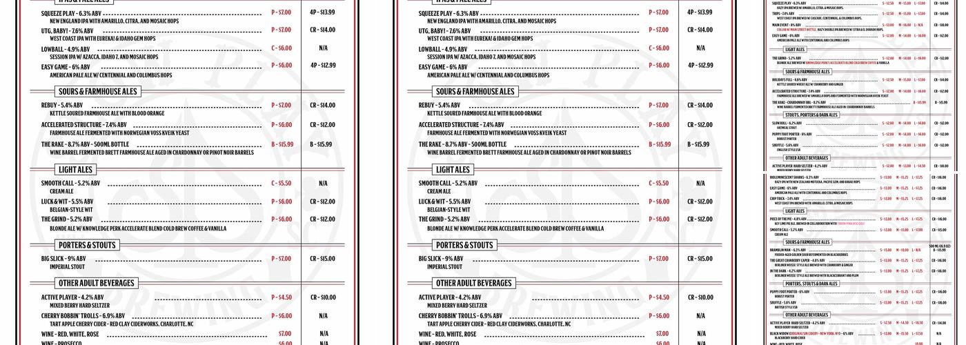 Slow Play Brewing Menu