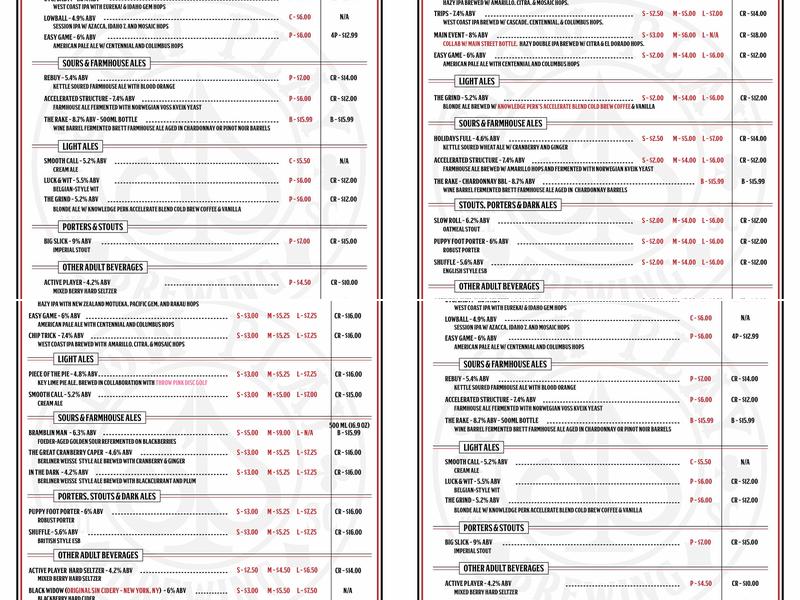 Slow Play Brewing Menu