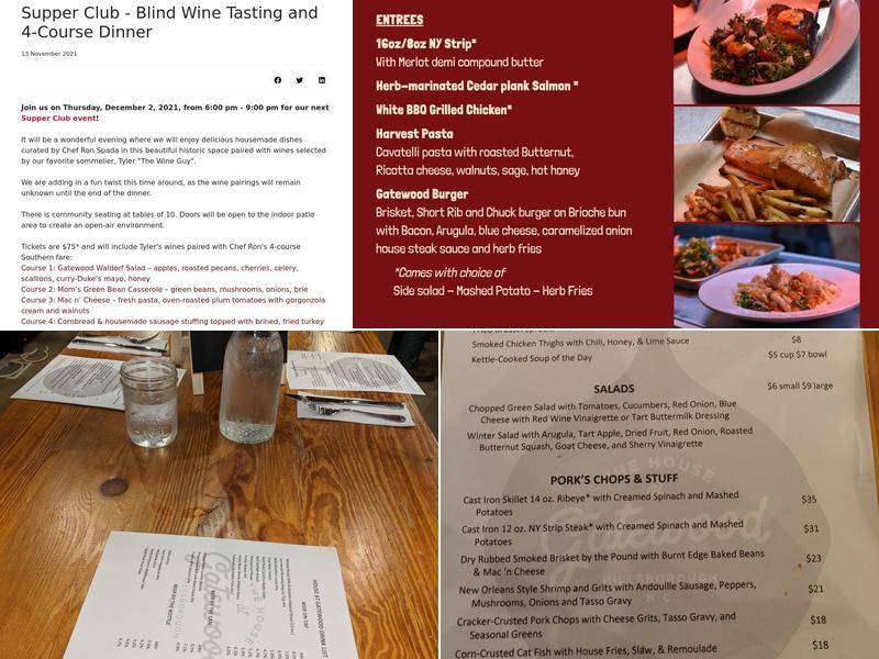 The House at Gatewood Menu