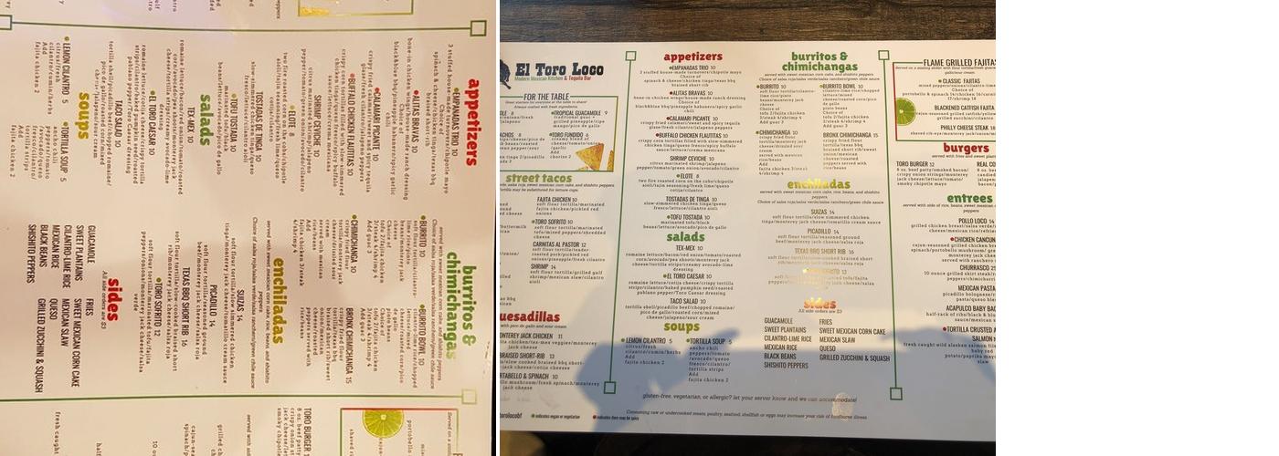 El Toro Loco Bloomfield Menu