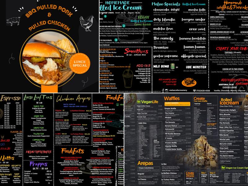 Melao Cafe & Creamery Menu