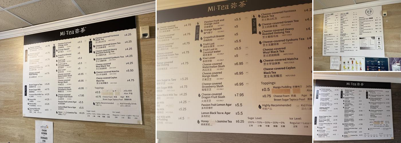 Mi Tea Menu