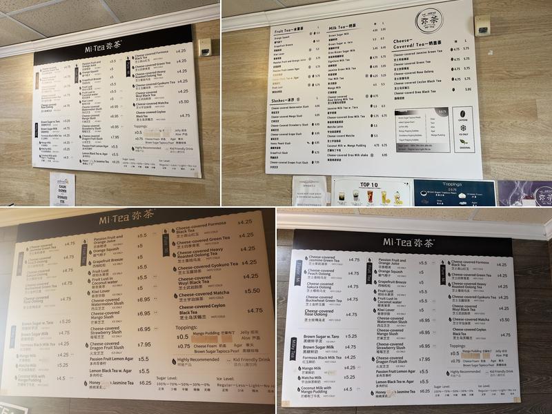 Mi Tea Menu