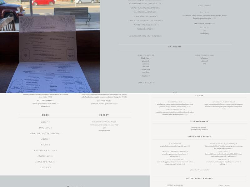 Maeberrie Market Menu