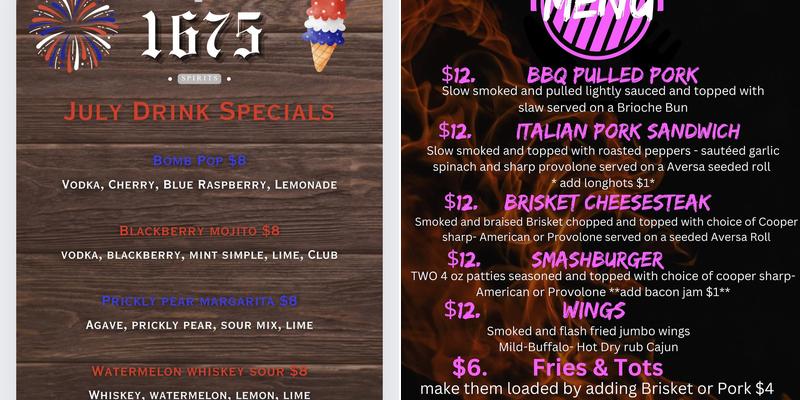 1675 Spirits Menu