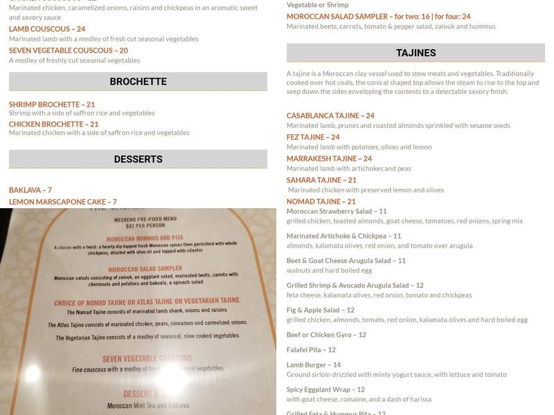 Casablanca Menu