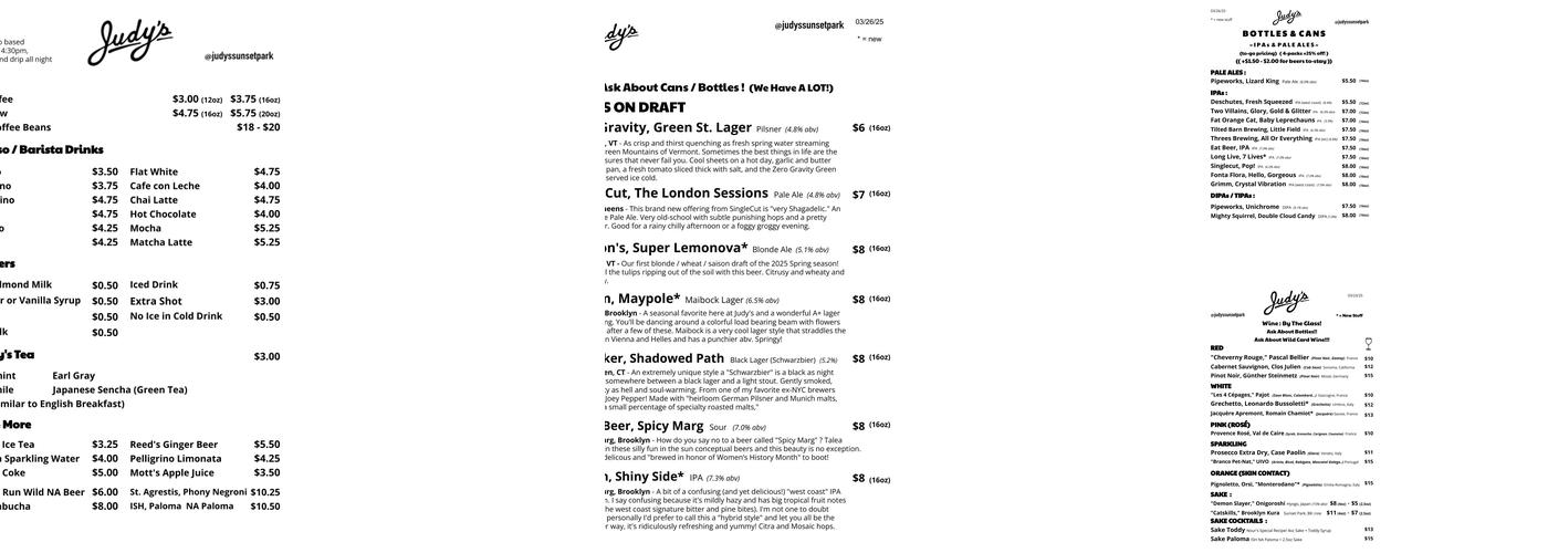 Judy's Menu