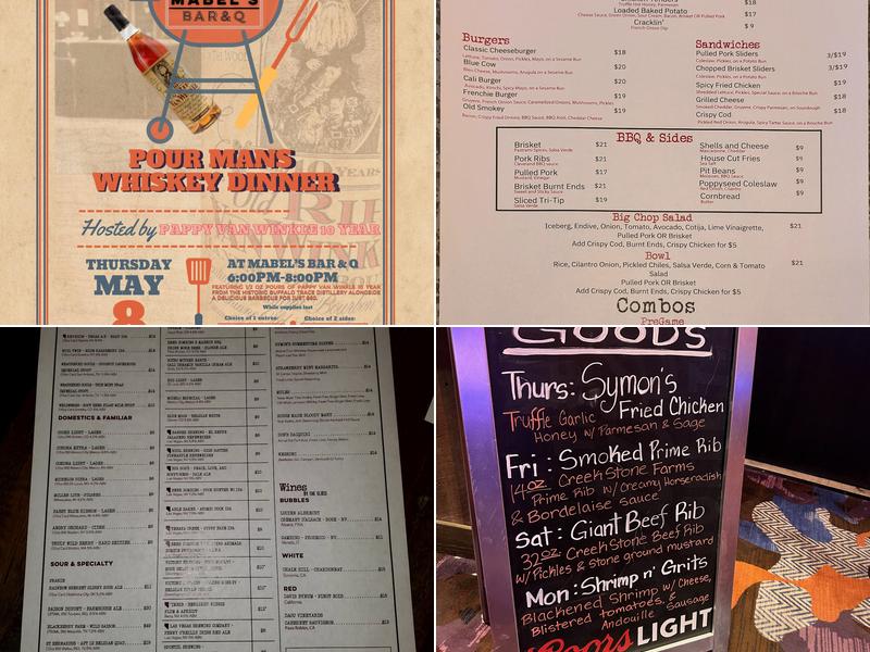 Mabel's BBQ Menu