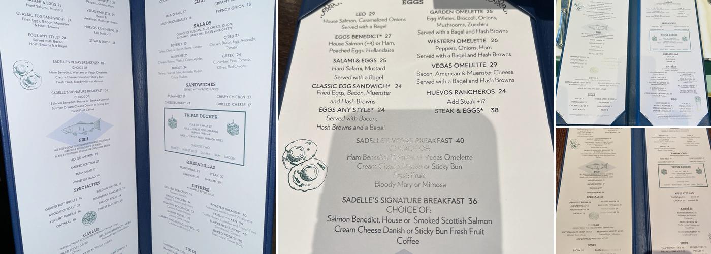 Sadelle's Menu