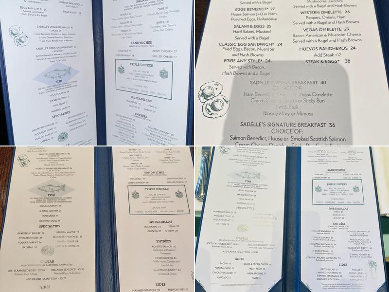 Sadelle's Menu
