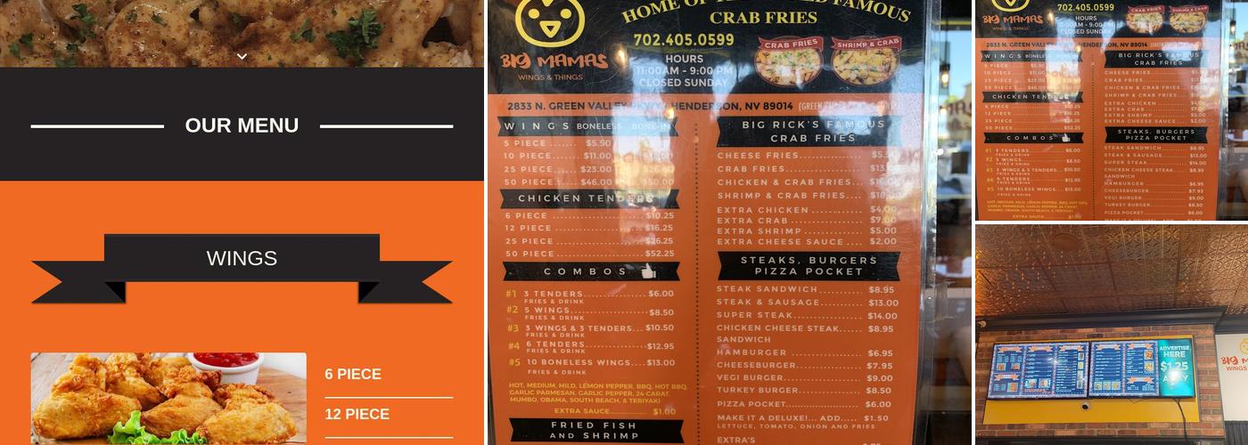 Big Mamas Wings & Things Menu