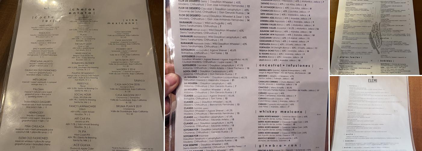 ELEMI Restaurant Menu