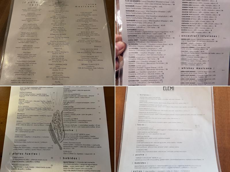 ELEMI Restaurant Menu