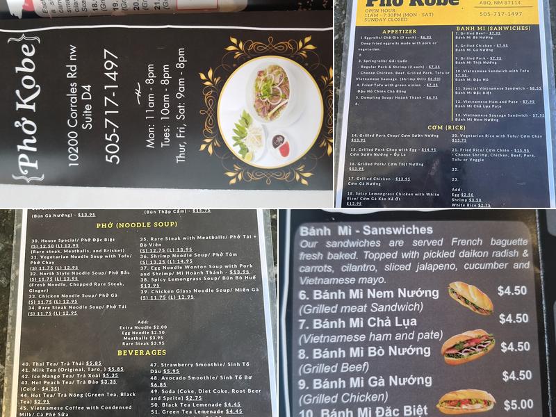 Phở Kobe Menu