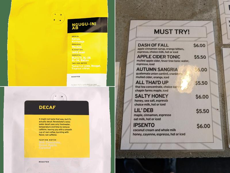 Revelstoke Coffee Menu