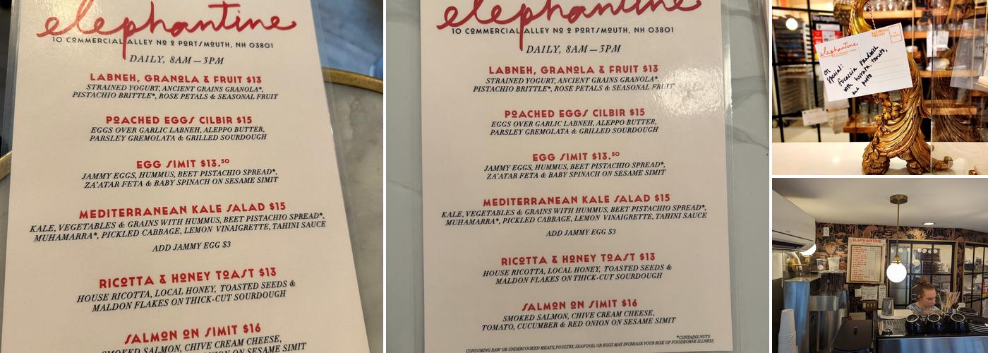 Elephantine Bakery Menu