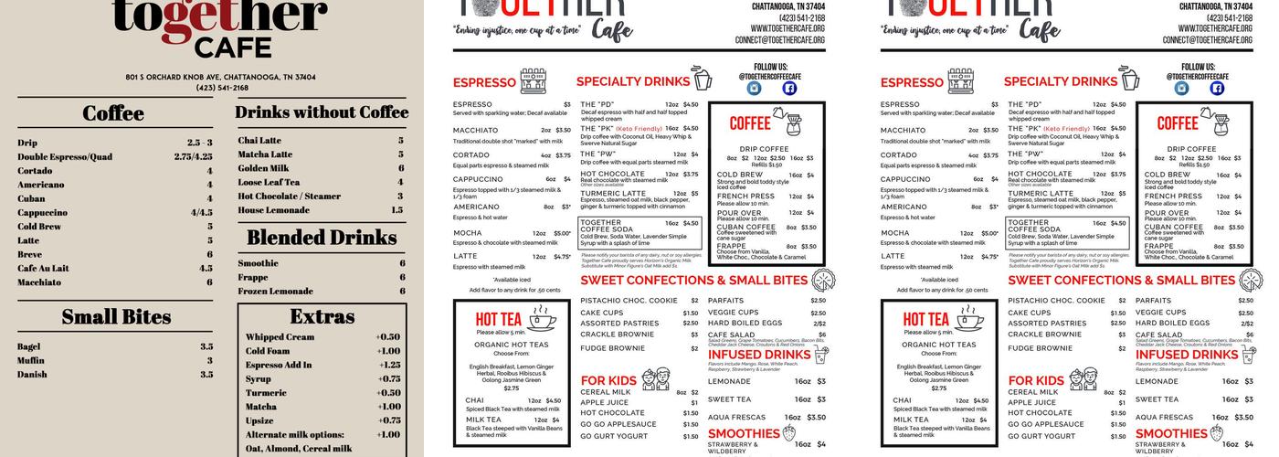Together Cafe Menu