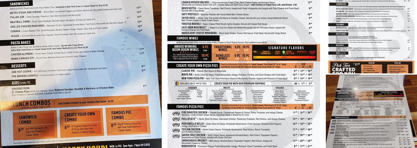 BoomBozz Craft Pizza & Taphouse - Bellevue Menu