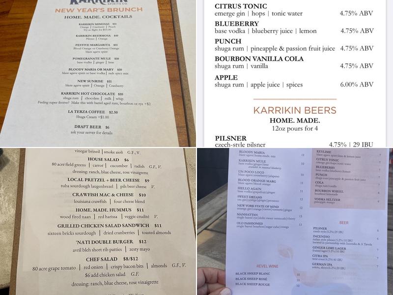 Karrikin Spirits Menu