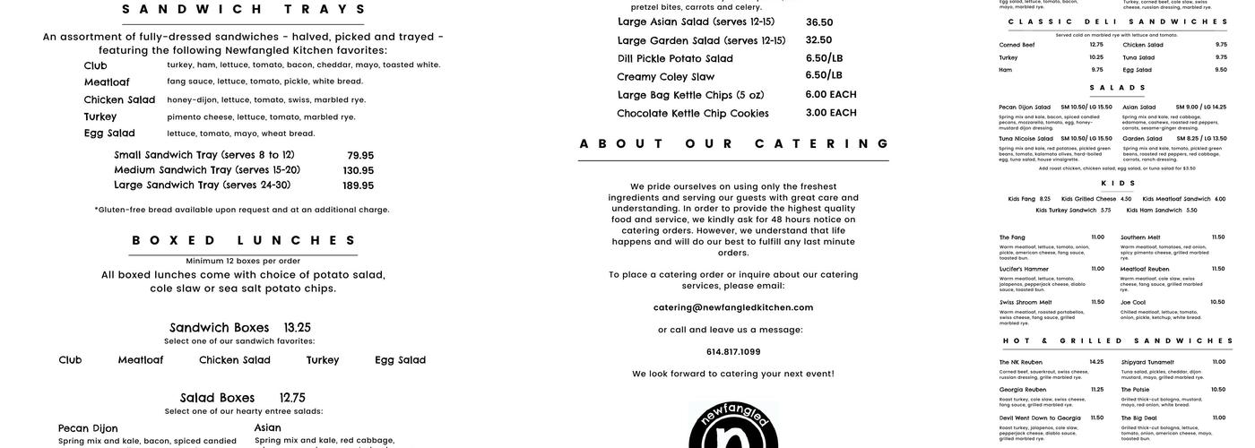 Newfangled Kitchen Menu