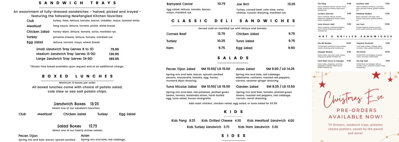 Newfangled Kitchen Menu