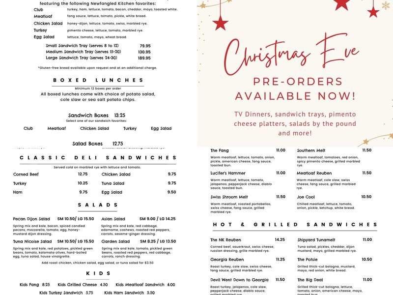 Newfangled Kitchen Menu