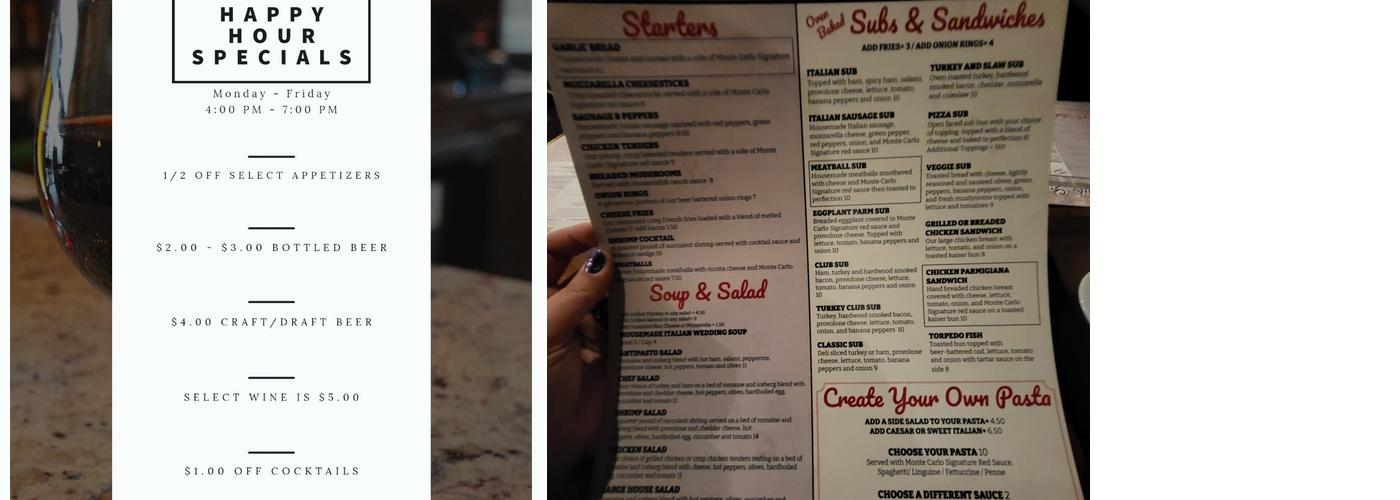 Monte Carlo Italian Kitchen Menu