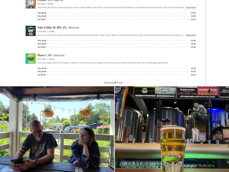 Nocterra Brewing Co. Menu