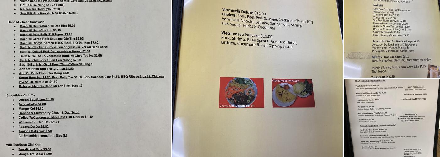 Pho Noodle Menu