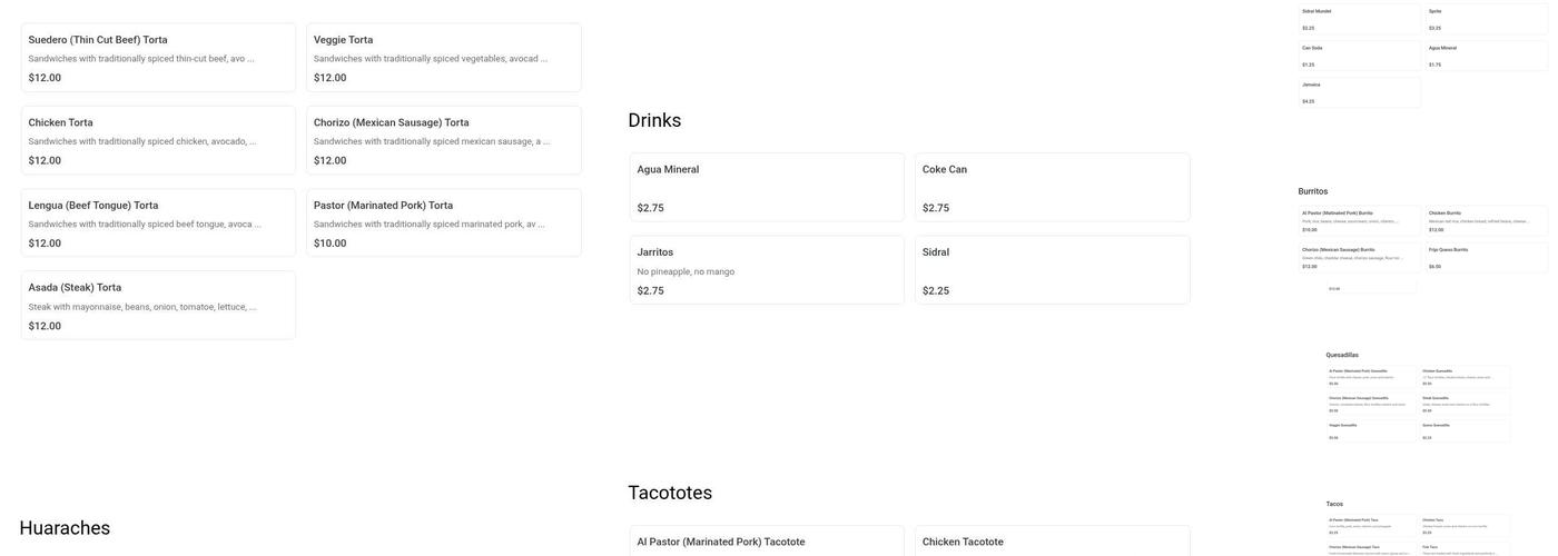 Taqueria El Fogoncito Menu