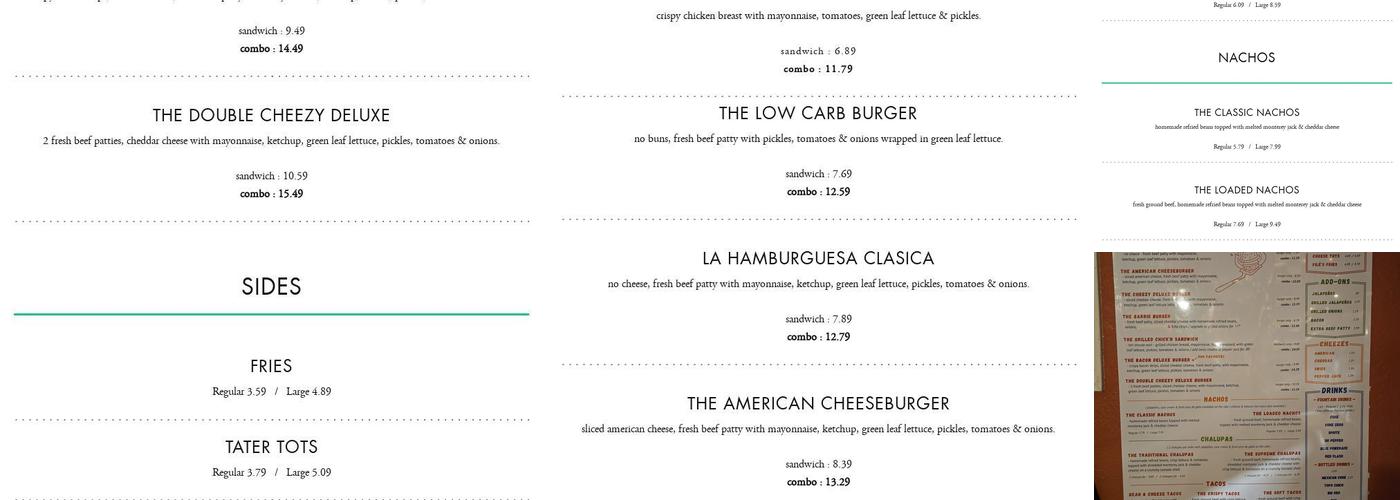 Filé's Burgers Menu