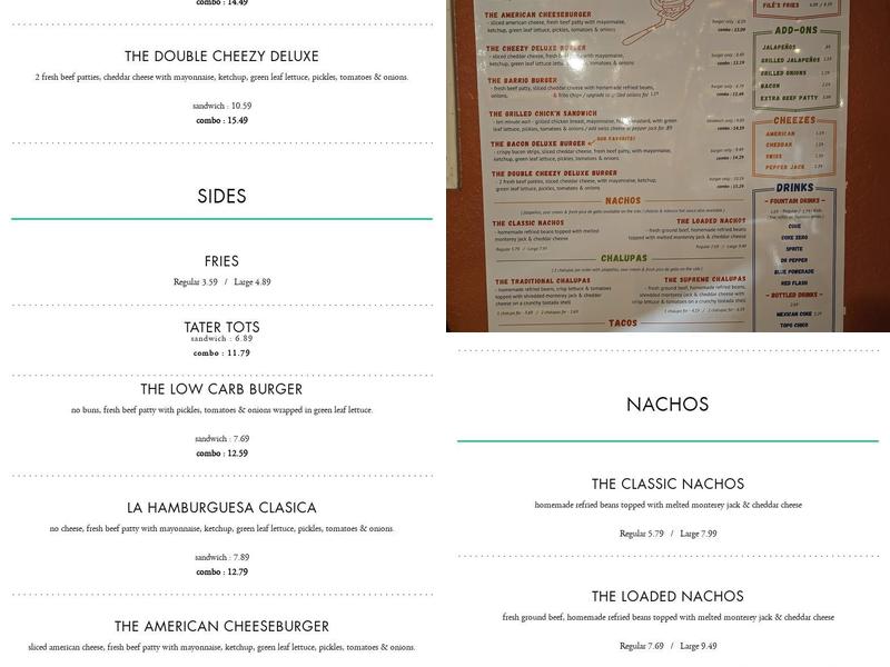 Filé's Burgers Menu