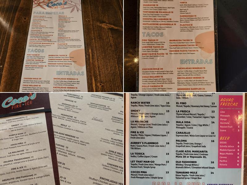 Coco’s Menu