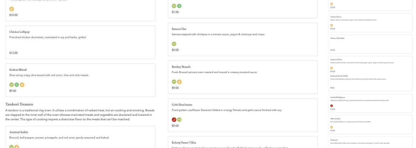 Saffron South Menu