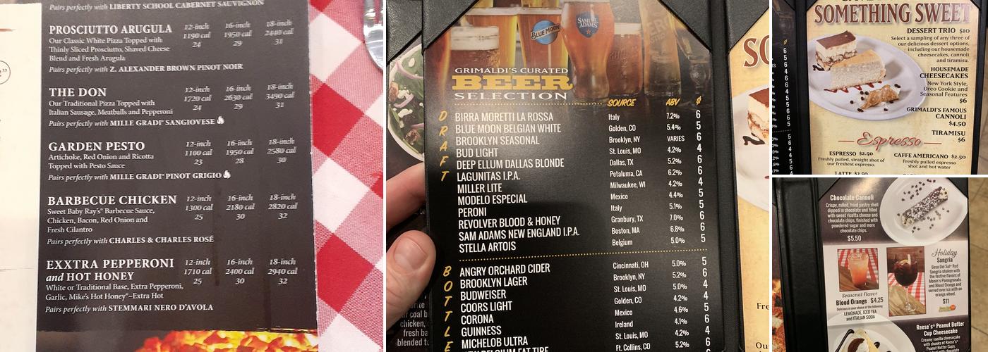 Grimaldi's Pizzeria Menu