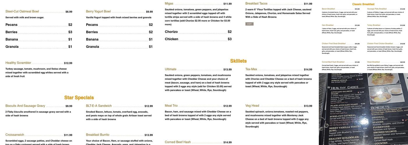 Mimi’s Star Cafè Menu