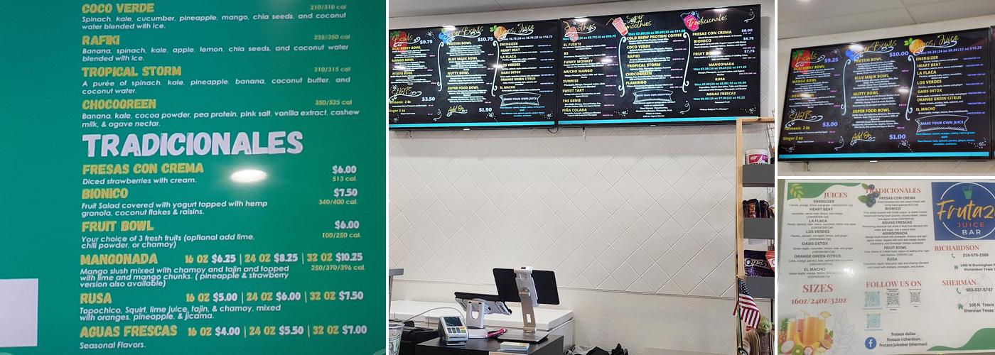 Frutazo Juice Bar Menu