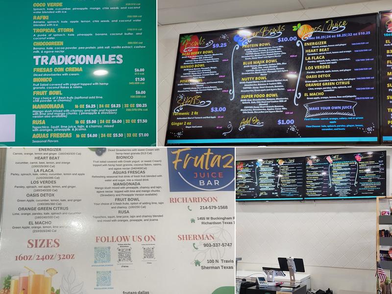 Frutazo Juice Bar Menu