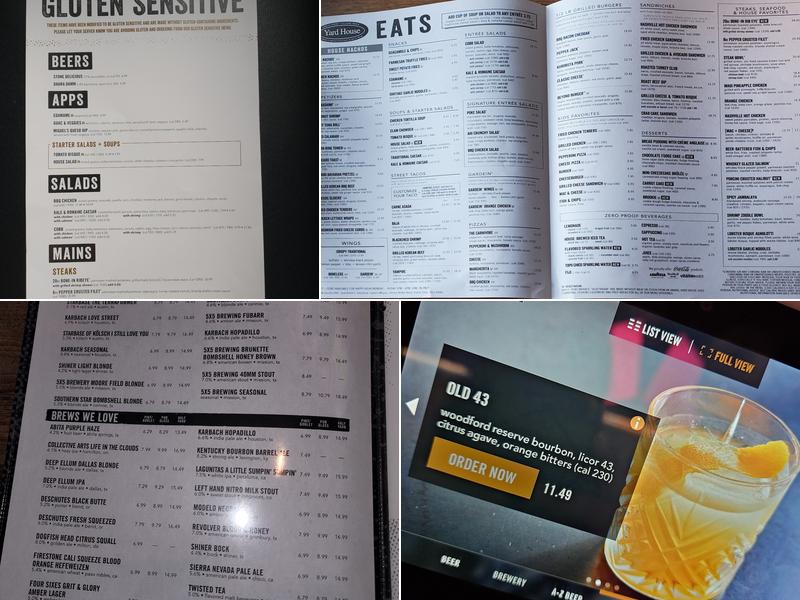 Yard House Menu