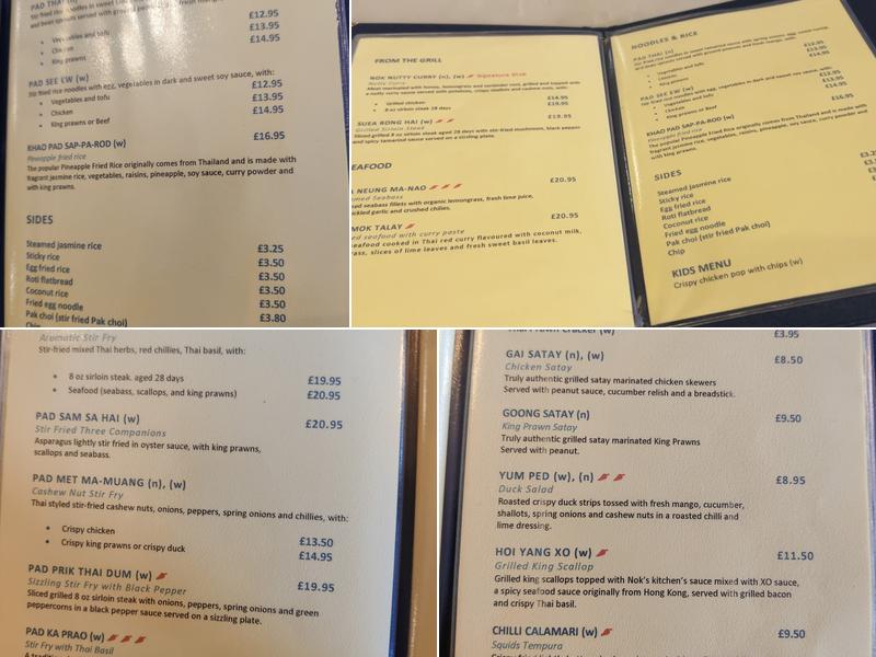 Nok's Kitchen on the castle Menu