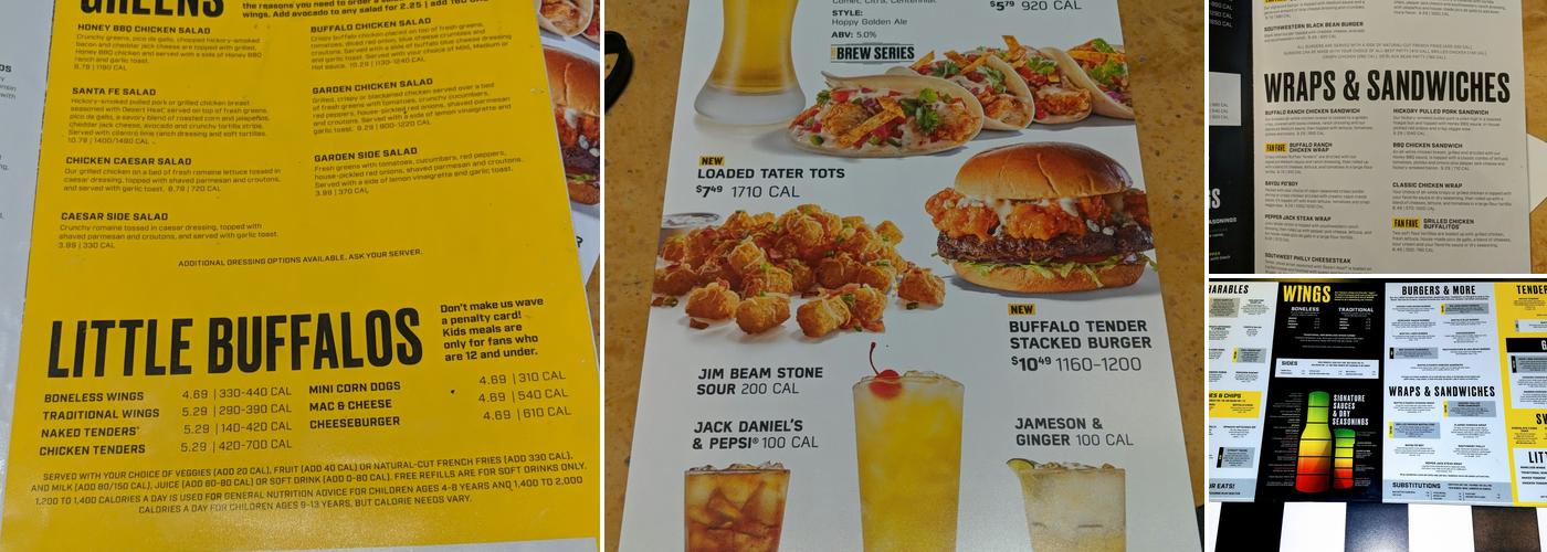 Buffalo Wild Wings Menu