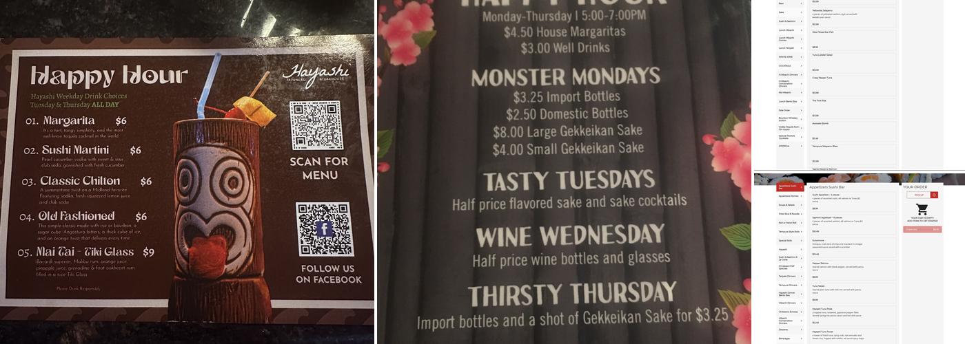 Hayashi Japanese Steakhouse Menu